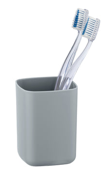 WENKO Barcelona Zahnputzbecher grau, standfest, mit Maßen 7 x 10 x 7 cm