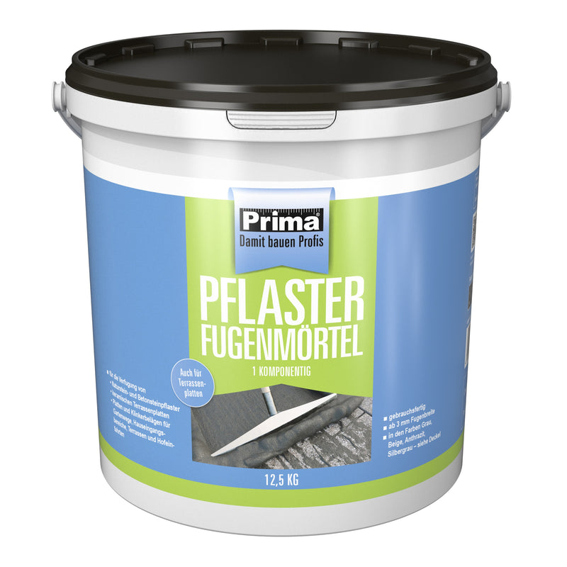 PRIMA 1K Pflasterfugenmörtel anthrazit, Polybutadienfugenmörtel, 12,5 kg Eimer