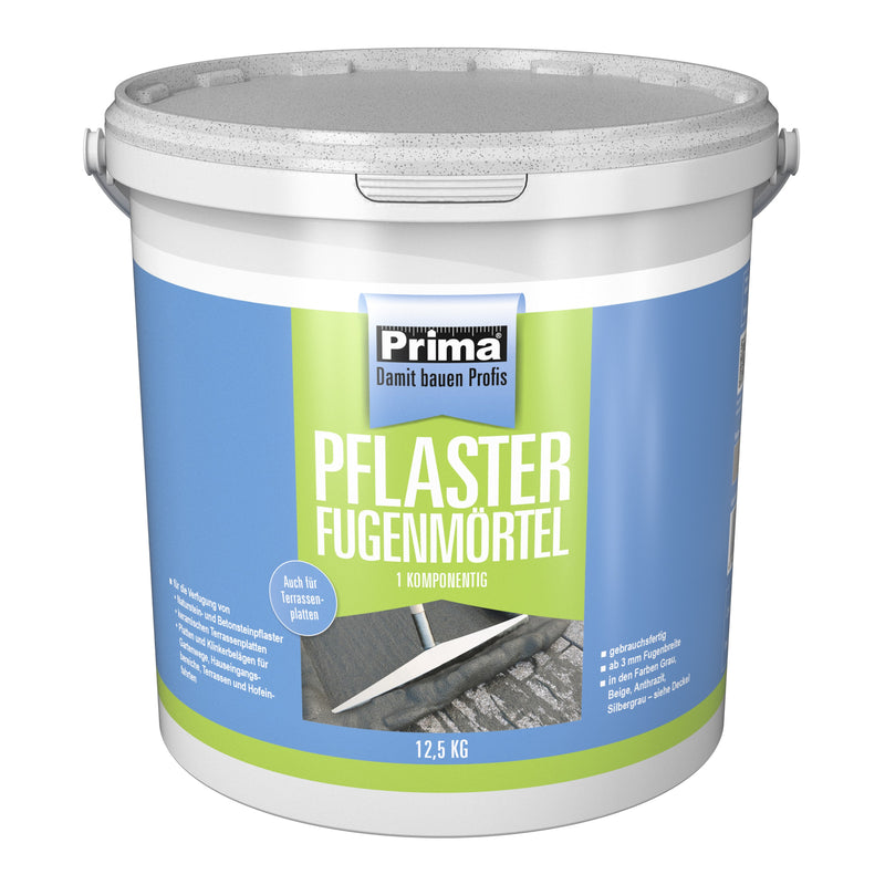 PRIMA 1K Pflasterfugenmörtel silbergrau, Polybutadienfugenmörtel, 12,5 kg Eimer