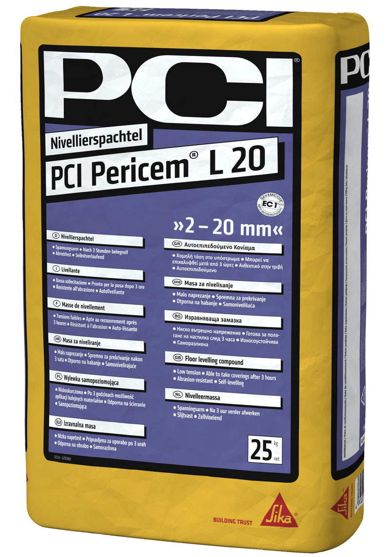 PCI Pericem L20 Nivelliermasse, graue Ausgleichsschicht, 25-kg-Gebinde