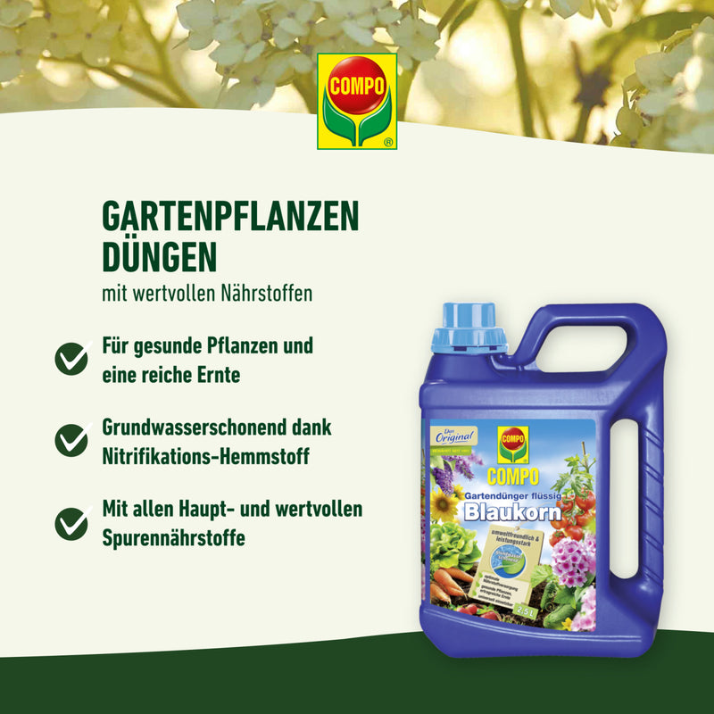 COMPO Blaukorn flüssig (Gartendünger) EREG, 2,5 l