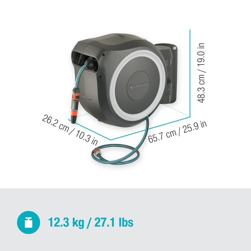 GARDENA Wand-Schlauchbox RollUp L, weiß, mit 30 m Schlauch