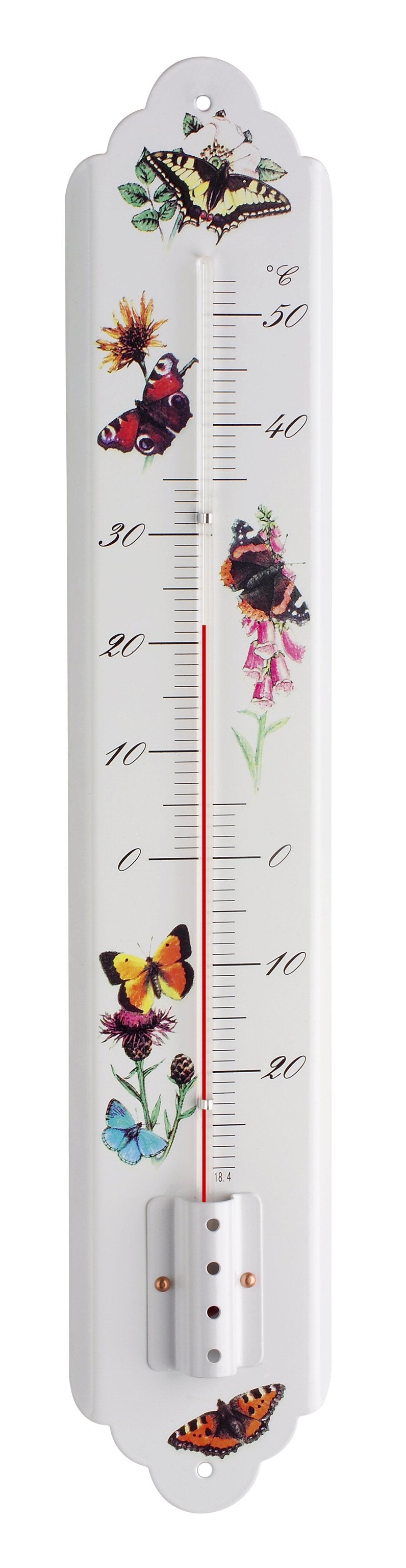 TFA Innen-Außen-Thermometer „Schmetterlinge“, Metall, weiß lackiert