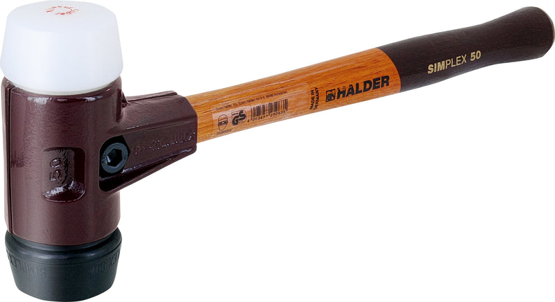 Halder Simplex-Schonhammer 60 mm Gummi schwarz, Plastik weiß