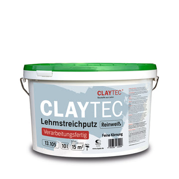 Claytec Lehmstreichputz reinweiß 10 l, verarbeitungsfertig
