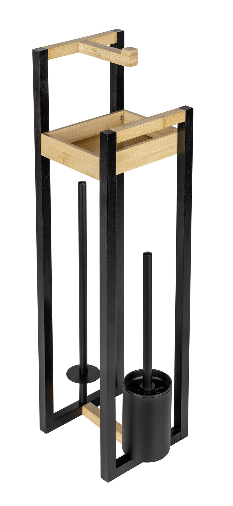 WENKO Braidi Stand-WC-Bürstengarnitur aus Bambus, braun (4-in-1)