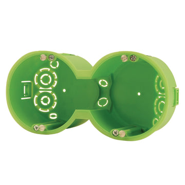 UNITEC Hohlwand-Schalterdose 2-fach 50 mm grün, runde Kunststoffdose Ø 68 mm