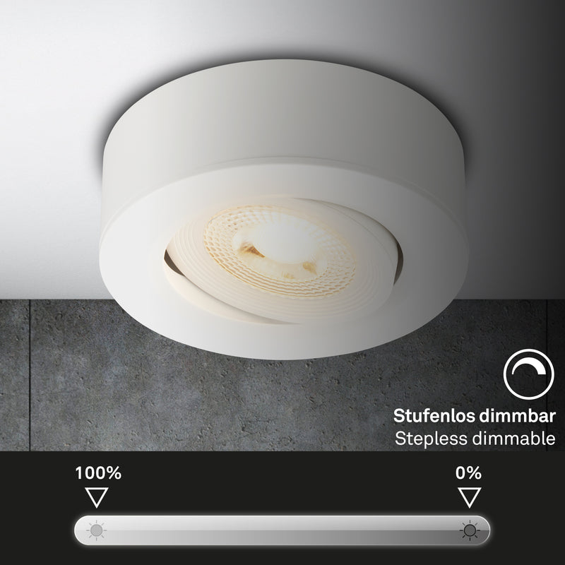BRILONER Leuchten Aufbauleuchte LED dimmbar flach weiß
