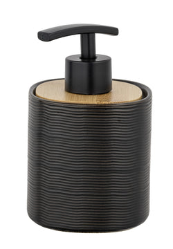 WENKO Zena Seifenspender aus Keramik, schwarz (H 14 cm, Ø 9 cm)