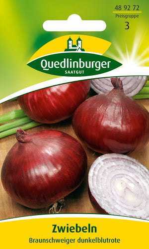 QUEDLINBURGER SAATGUT Braunschweiger Zwiebel dunkelrote PG 3 Sämerei