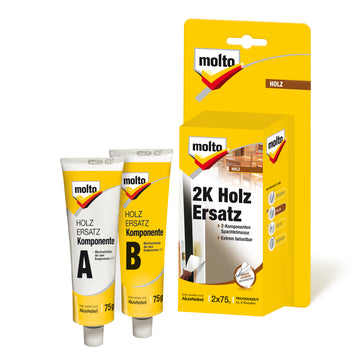 Molto Holz Füller 2K mit 2 x 75 g, Holzreparaturspachtel (gelb)
