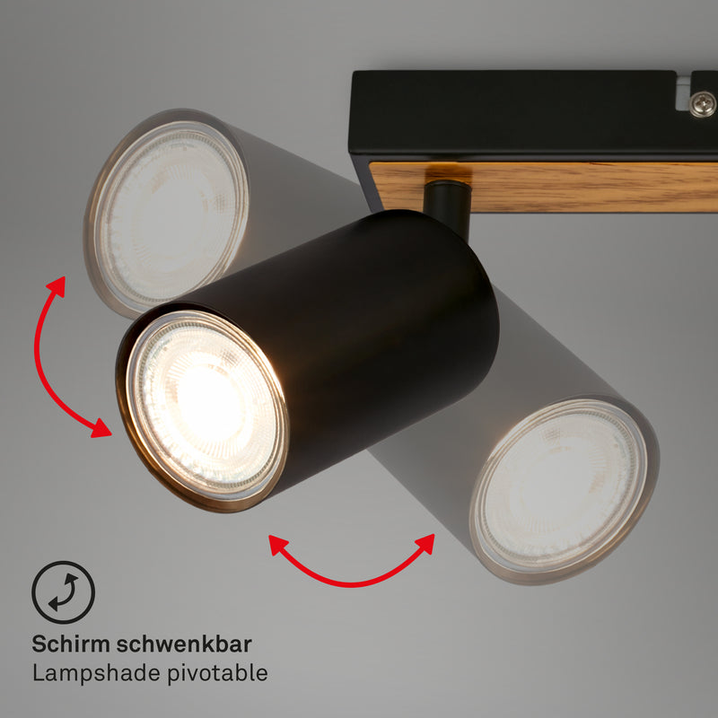 BRILONER Leuchten Spotleuchte 3xGU10 in black-wood