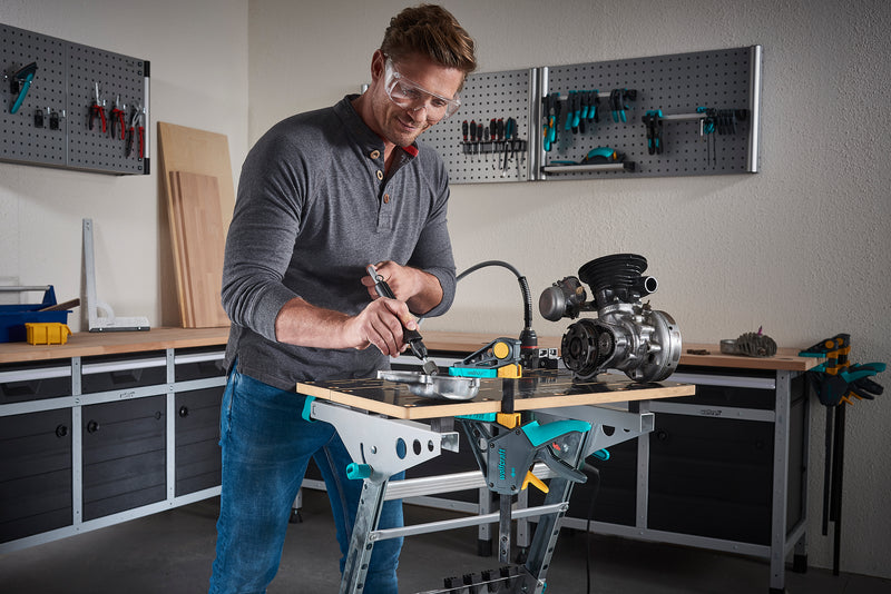 Wolfcraft Einhandzwinge PRO Klemmzwinge schwarz/türkis, Ausladung 100 mm