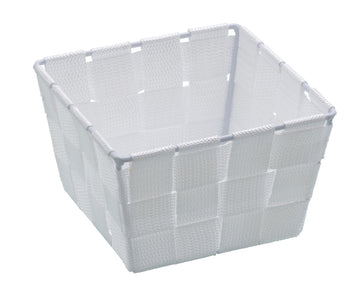 WENKO Adria Mini Badkorb quadratisch weiß, Kunststoffgeflecht 14 cm