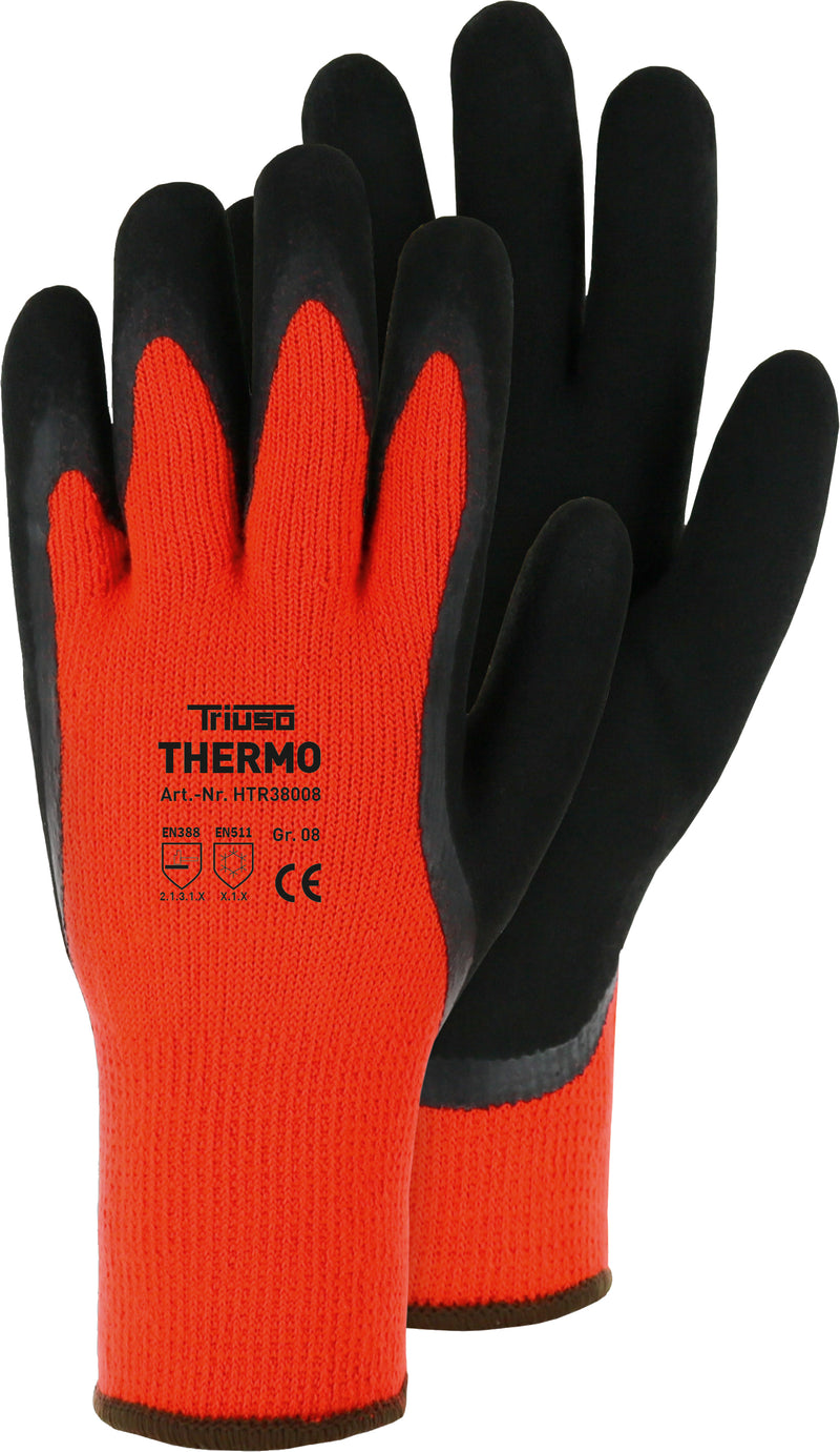 TRIUSO Thermo-Acrylhandschuh orange Gr. 9 mit Latexbeschichtung