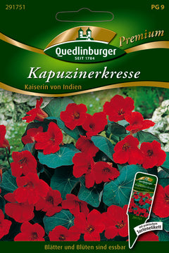 QUEDLINBURGER SAATGUT Kapuzinerkresse Kaiserin von Indien PG 9 Premium (scharlachrot) Kräutersamen