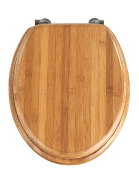 WENKO WC-Sitz „Bambus“ aus dunklem Bambus (Braun), Maße 370 x 425 mm