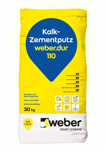 weber.dur 110 Kalk-Zementputz 30 kg naturgrau, 1 mm