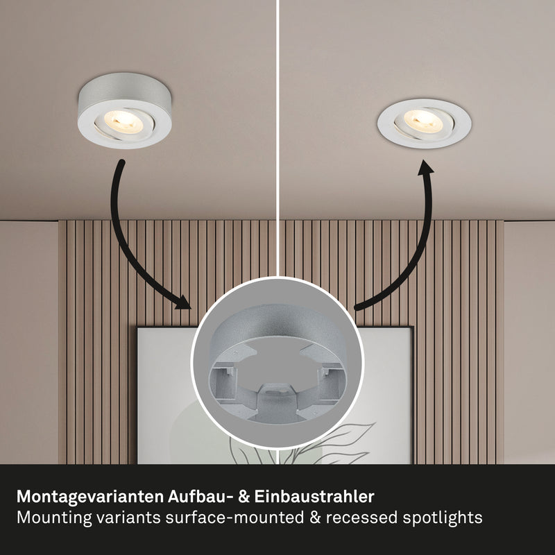 BRILONER Leuchten Aufbauleuchte LED flach Chrom matt