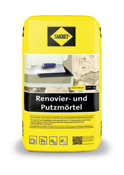 SAKRET Renovier- und Putzmörtel, Zementputz für innen & außen, 10-kg Sack