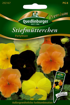 QUEDLINBURGER SAATGUT Stiefmütterchen Partyfeuer orange gelb schwarz PG 8 Premium