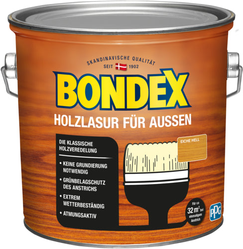 Bondex Holzlasur außen in Eiche hell, 2,5 l Kanister