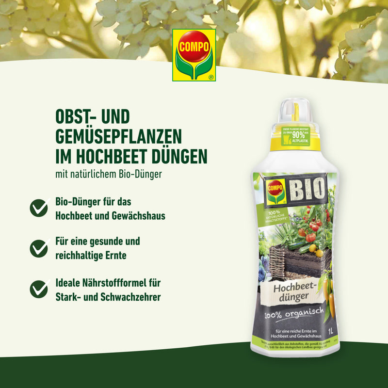 COMPO BIO Hochbeetdünger 1 l, organischer Flüssigdünger für außen