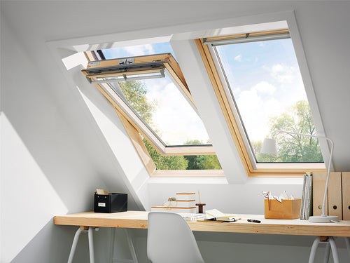 VELUX GGL Schwingfenster klar lackiert THERMO mit Aluminium-Abdeckung, 78x118 cm