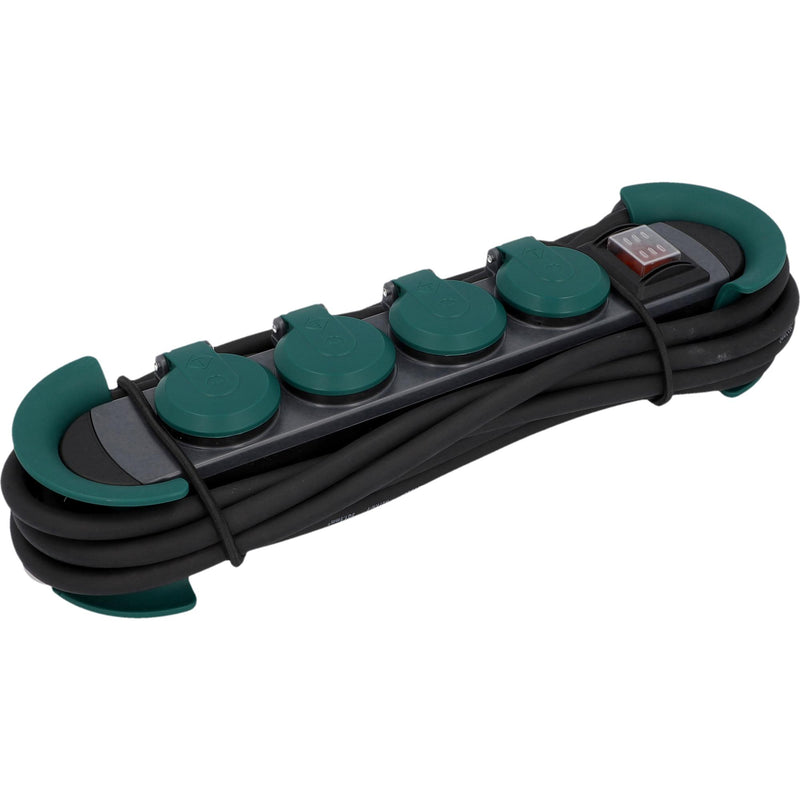 Inter-Union Tischsteckdose 4-fach mit Schalter IP44, schwarz, 3,0 m