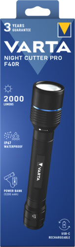 VARTA Night Cutter F40R Taschenlampe mit Akku, 2000 lm