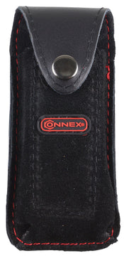 CONNEX Messerscheide mit Verschluss und Gürtelschlaufe aus Leder, schwarz