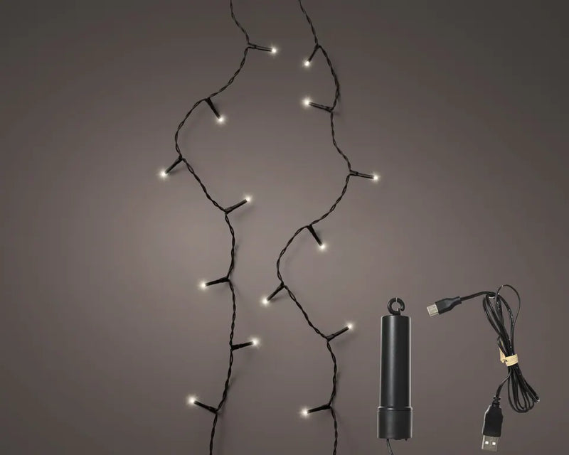 Kaemingk Duracharge Basic-Lichterkette blau/schwarz mit Timer 6 h, 367,5 cm
