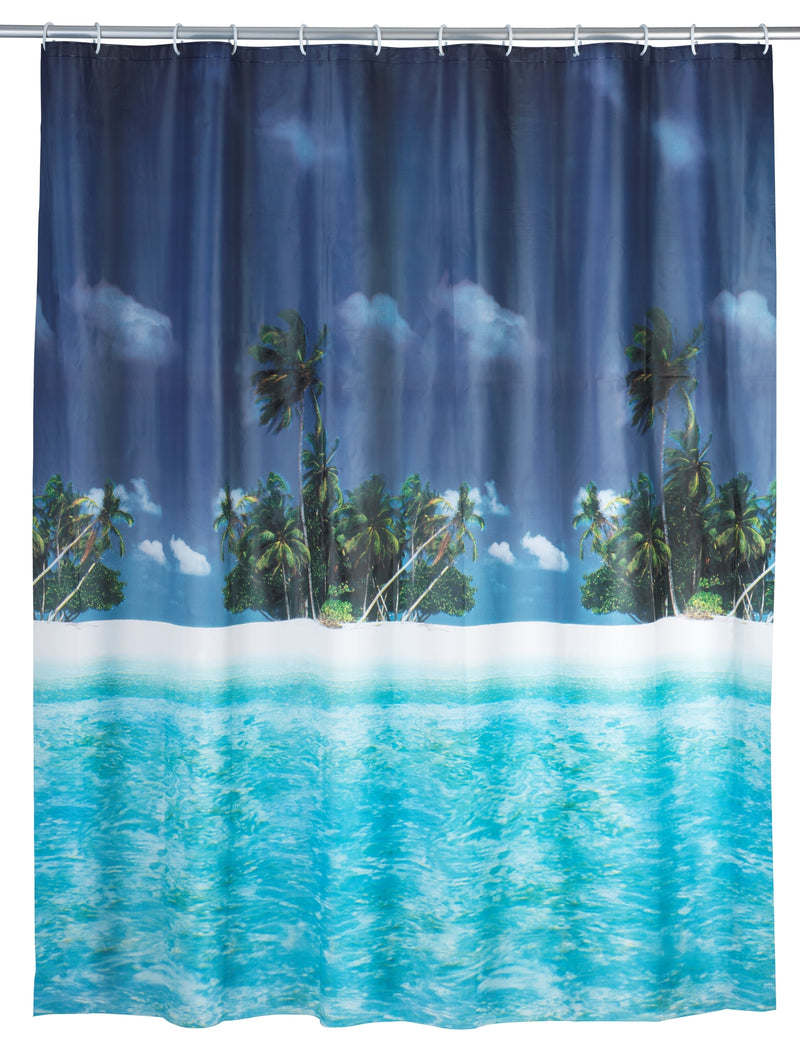 WENKO Palmenstrand Duschvorhang mehrfarbig aus PEVA, 180 x 200 cm
