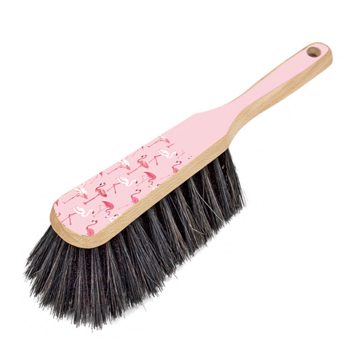 Peggy Perfect Handfeger Flamingo mit Naturhaar-Borste am Holzstiel, rosa