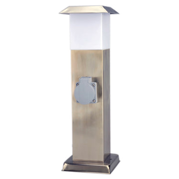 UNITEC Edelstahlsäule 2-fach mit Leuchte, silber, IP44 Außen