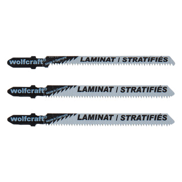 Wolfcraft Stichsägeblatt-Set „Laminat“, T-Schaft, HCS (3 Stück)