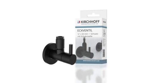 Schütte MS Eckventil schwarz mit Rosette 1/2"AG x 10 mmQ