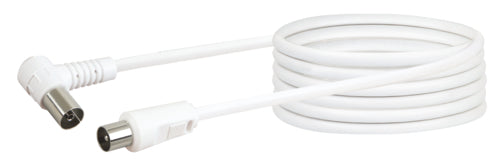 SCHWAIGER Antennen-Anschlusskabel 75 dB, 10 m, weiß – Stecker/Buchse/Winkel