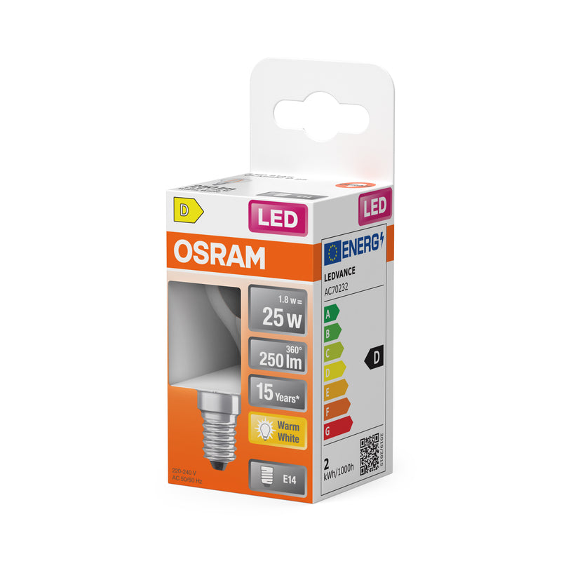 LEDVANCE CLA Leuchtmittel LED Cla P25 E14 1,8W klar warmweiß