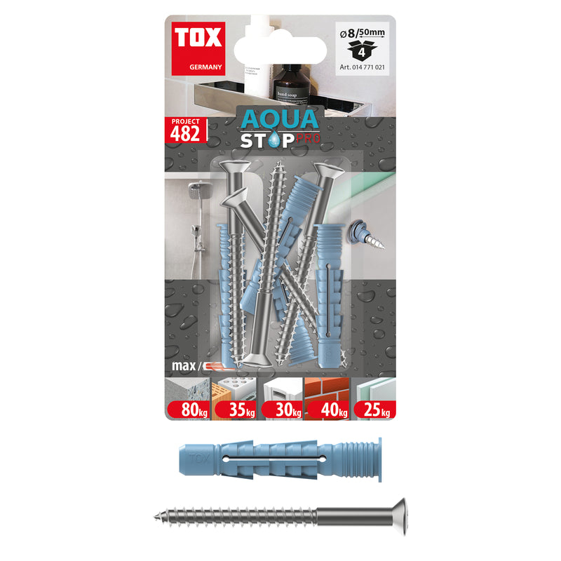 TOX Allzweckdübel Aqua Stop Pro 8x50 mm, für Schrauben- & Dübel-Set, 2 Stück
