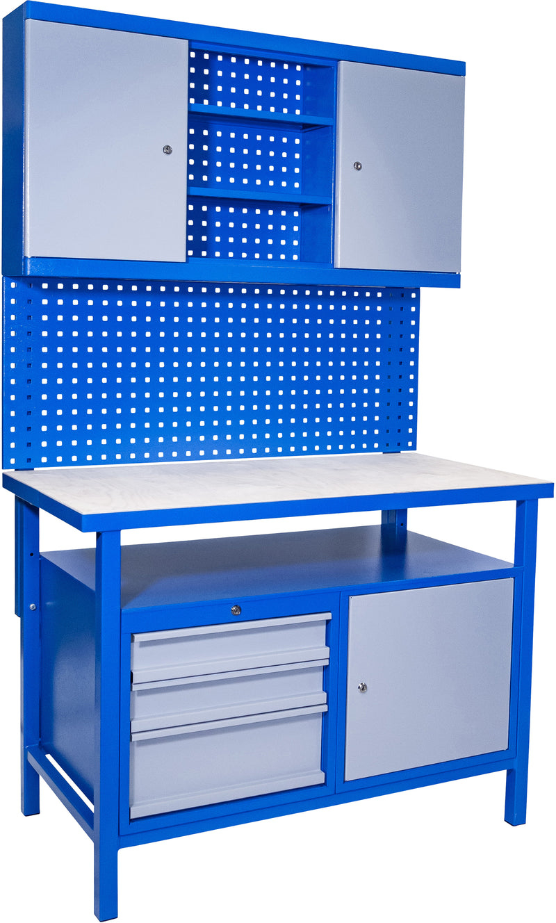 Güde Werkbank-Set 3-teilig in Holz/SStahl, Breite 1200 mm