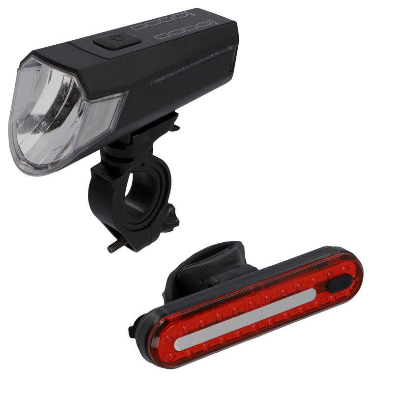 Fischer Akku-Beleuchtungsset LED-Set 80/40/20 schwarz für Fahrrad vorn/hinten