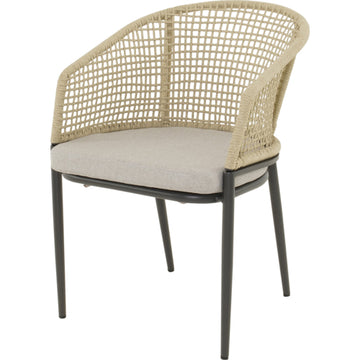 Lesli Living Kioto Stuhl in beige, Gartenstuhl mit Armlehne