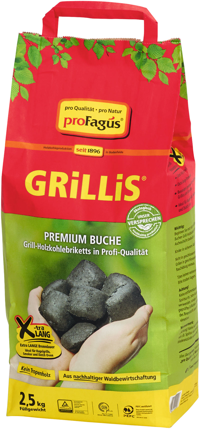proFagus Grillis Grillbriketts Buchen Grill-Holzkohlebriketts
