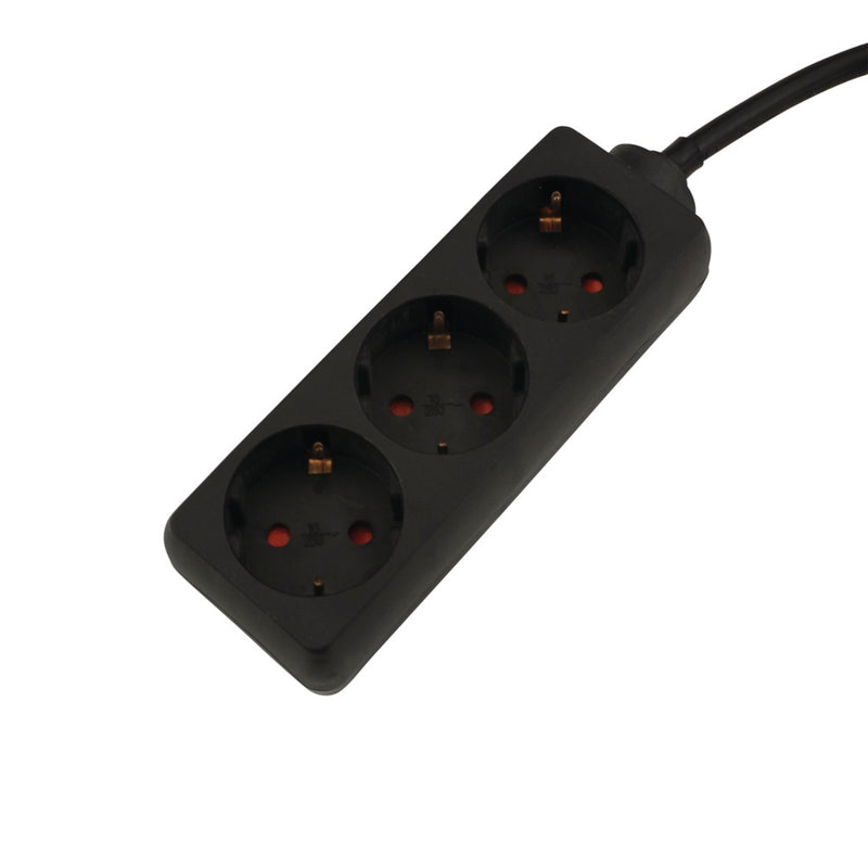 UNITEC Tischsteckdose 3-fach Stromverteiler schwarz, 3 m Kabel