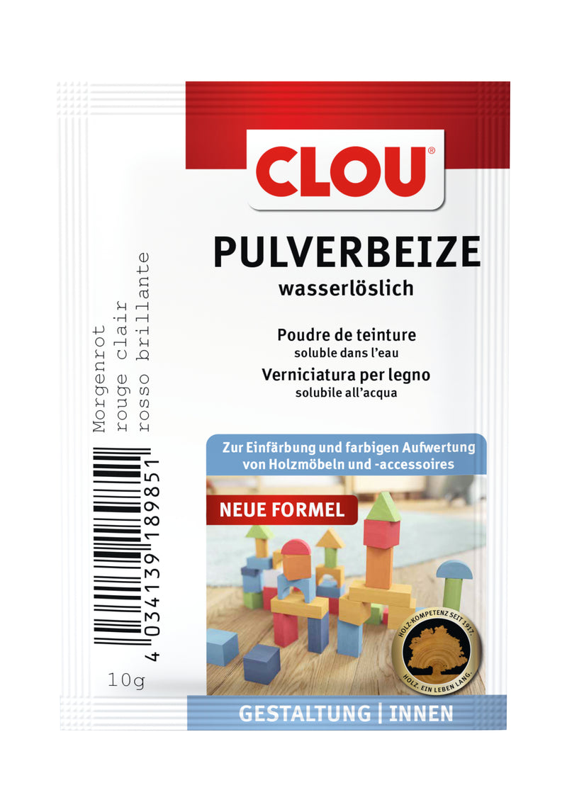 CLOU Pulverbeize Morgenrot, Holzschutzmittel für das Beizen