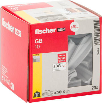 fischer Gasbetondübel GB 10 aus Nylon, für Porenbeton (20 Stück)