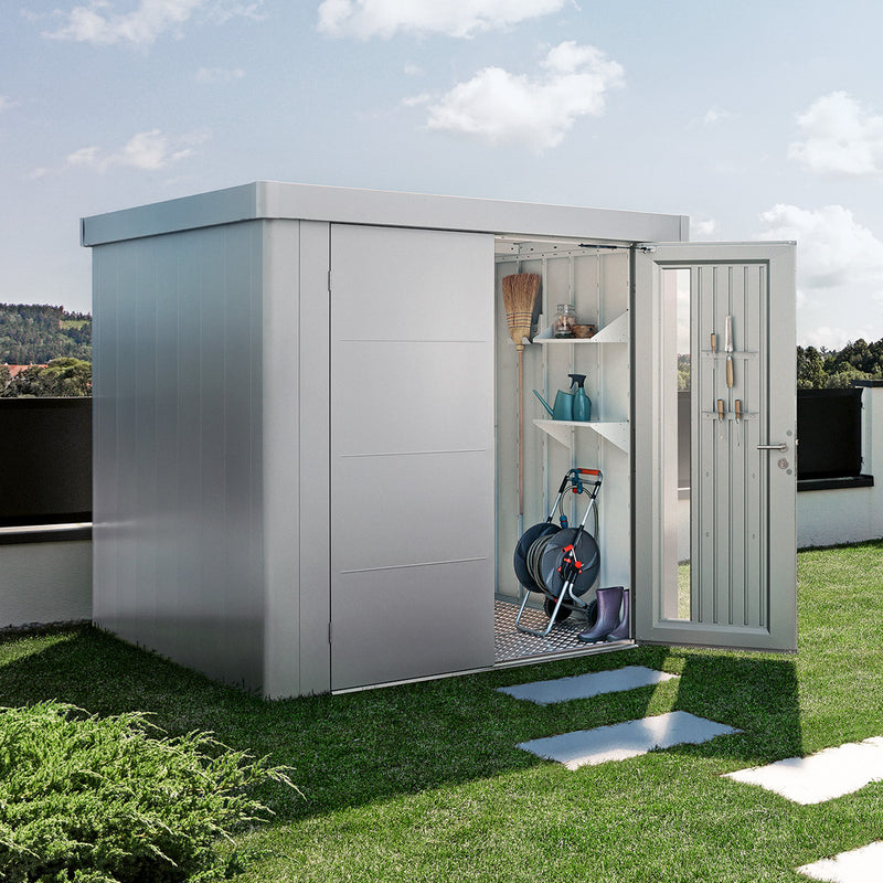 Biohort Gerätehaus Neo Gr. 2B (236 × 236 × 222 cm) Silber-metallic Doppeltür