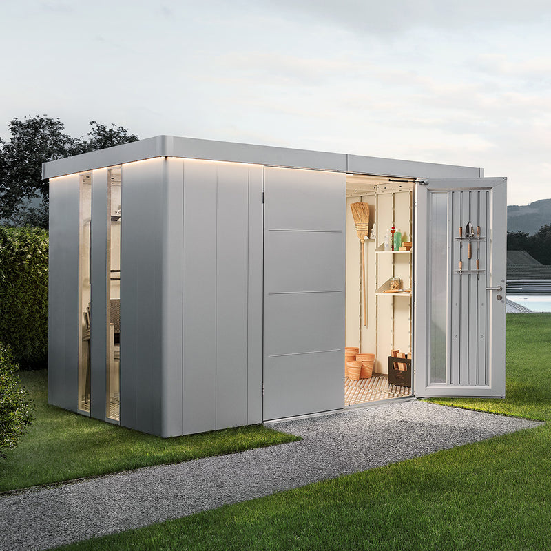 Biohort Gerätehaus Neo Gr. 2D (348 × 236 × 222 cm) Silber-metallic Doppeltür
