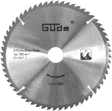 Güde Sägeblatt HM für Radialkappsägen Ø210 x 30 mm, 60 Zähne